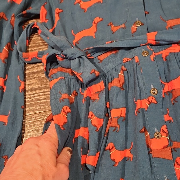 ❤️ ANTHROPOLOGIE CONVERSATIONS HAUTE DACHSHUND A-LINE SHIRT DRESS, 2 - Picture 9 of 16
